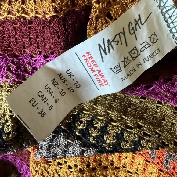 Nasty Gal striped Crochet maxi dress with short sleeves Size 10 - Picture 12 of 13